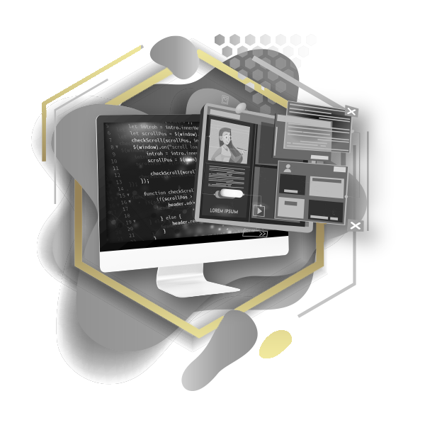 computer with web dev elements